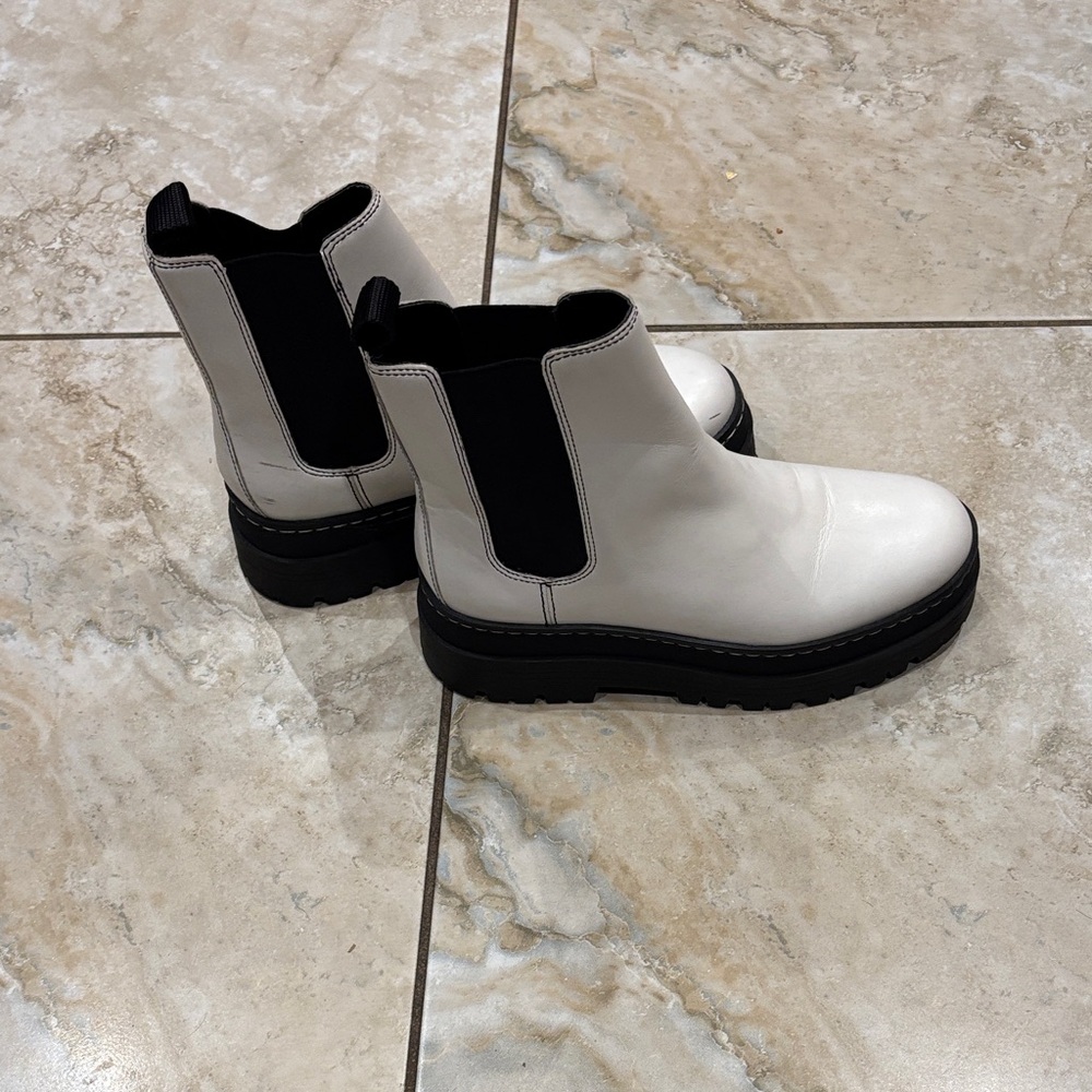 Marc Fisher White and Black Ankle Boots